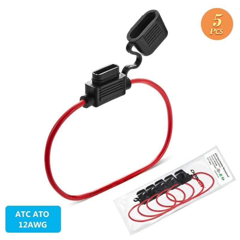 CHANZON [UL Wire] Chanzon 5Pcs 12awg Standard/ATC/ATO Fuse Holder Waterproof Inline Marine (Maxium 35A) for Blade Fuses Automotive Car Motorcycle - Image 4